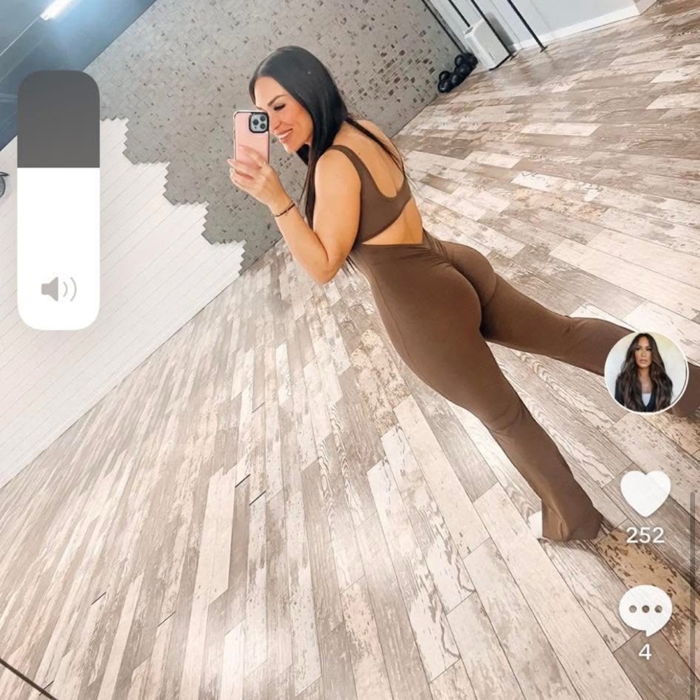 Fitbooty Brown VBack Jumpsuit Size M
